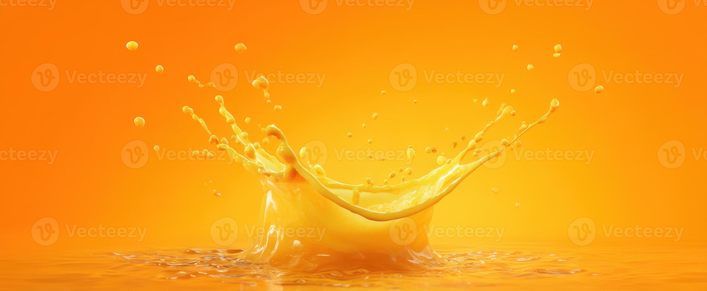 The vibrant splash of orange juice creating dynamic shapes on a surface. photo