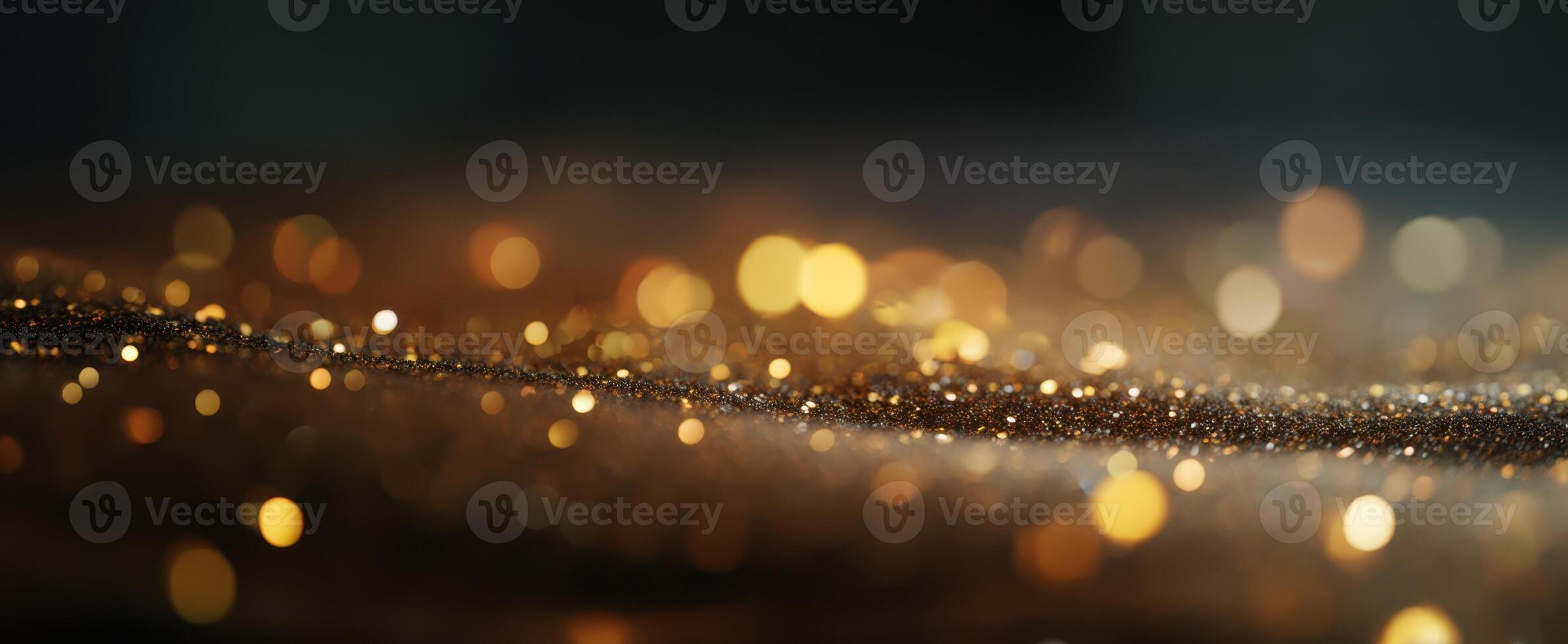 The shimmering golden bokeh create an enchanting abstract background for elegance. photo