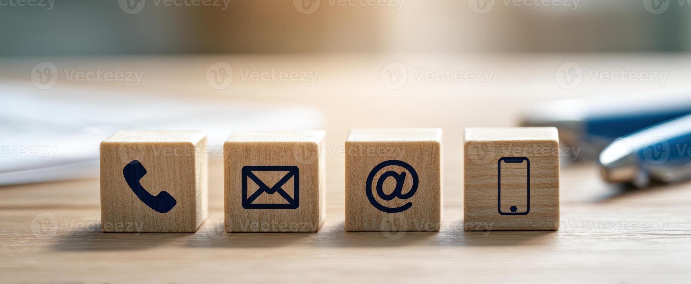 The Communication Icons Representing Modern Contact Methods in Business Settings photo