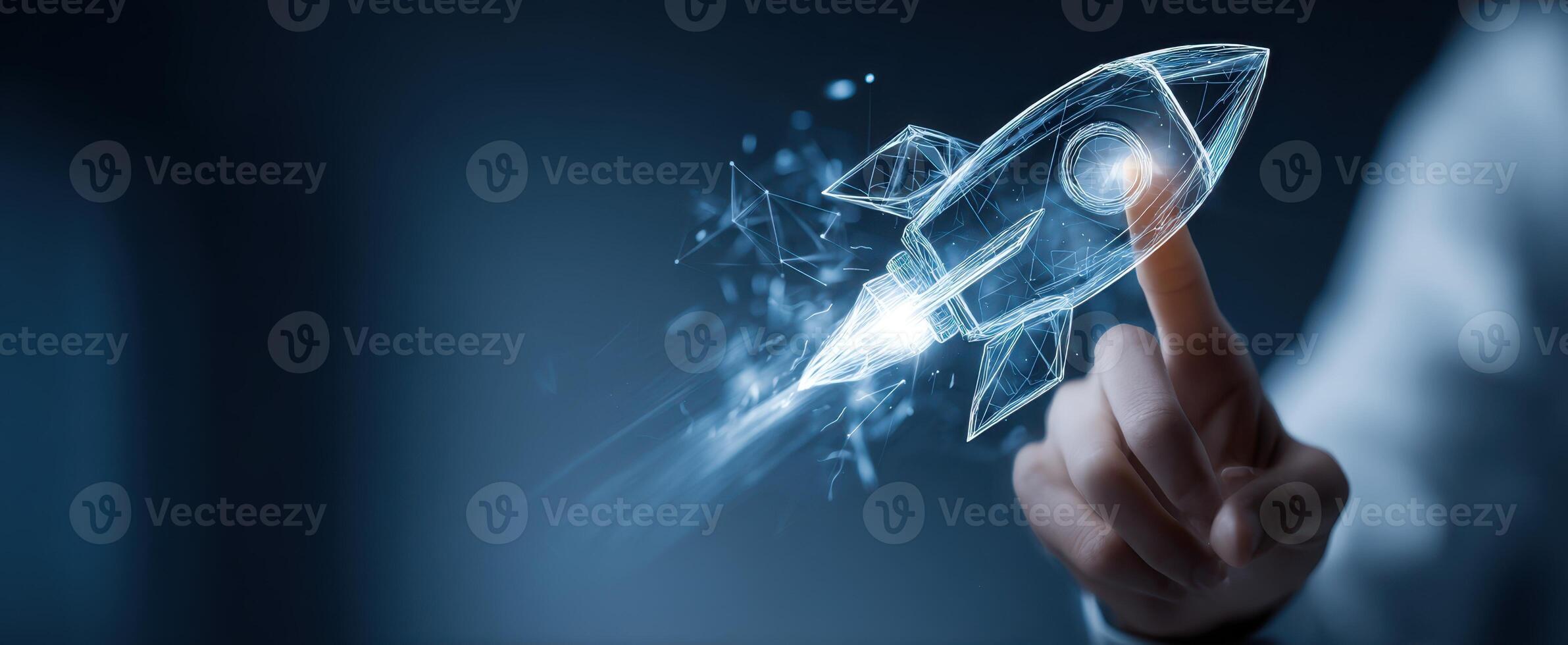 The Rocket Launching from a Finger in a Digital Concept Illustration photo