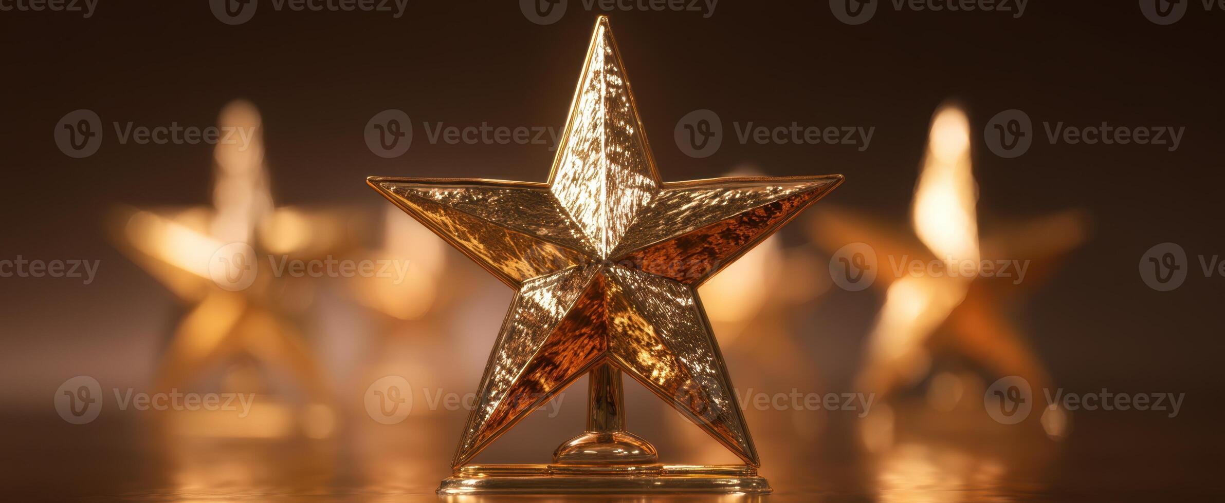 The golden star trophy symbolizing achievement and recognition. photo