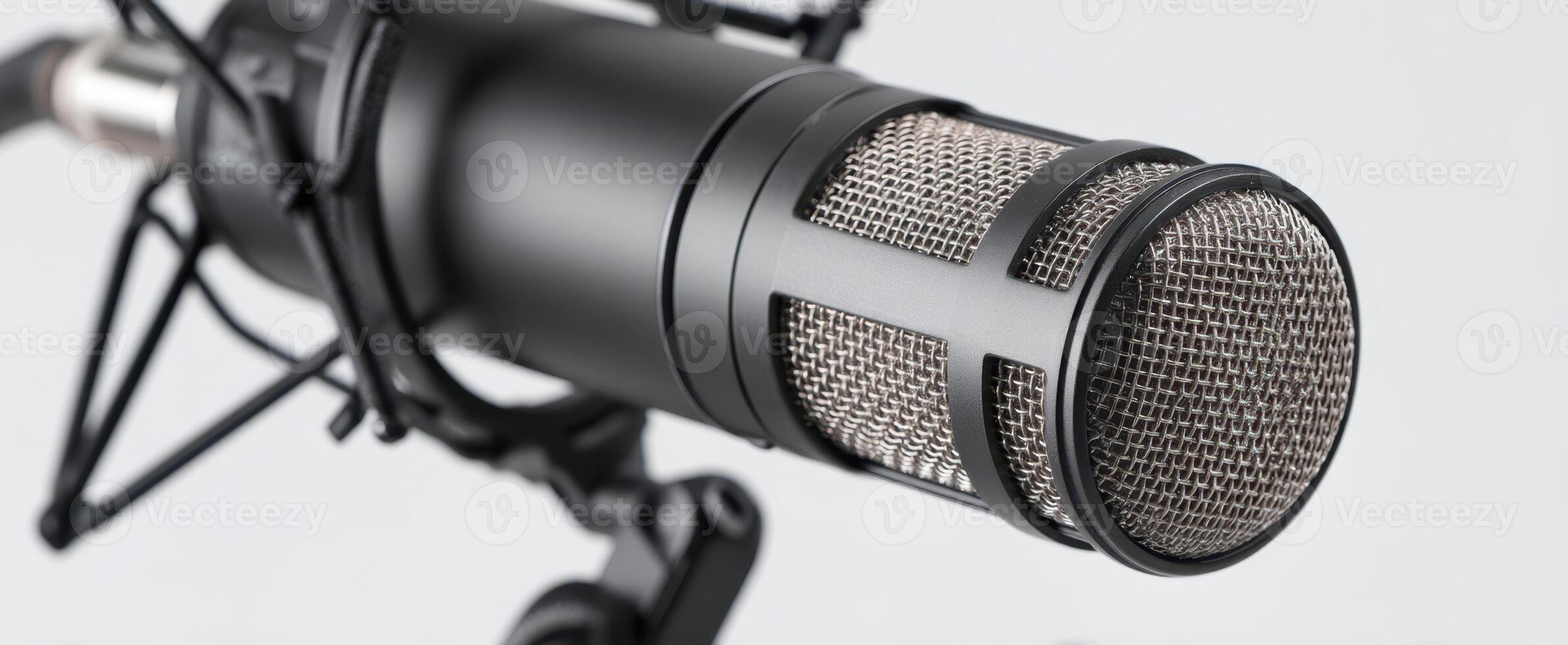 The professional microphone capturing high-fidelity sound in a studio setting. photo