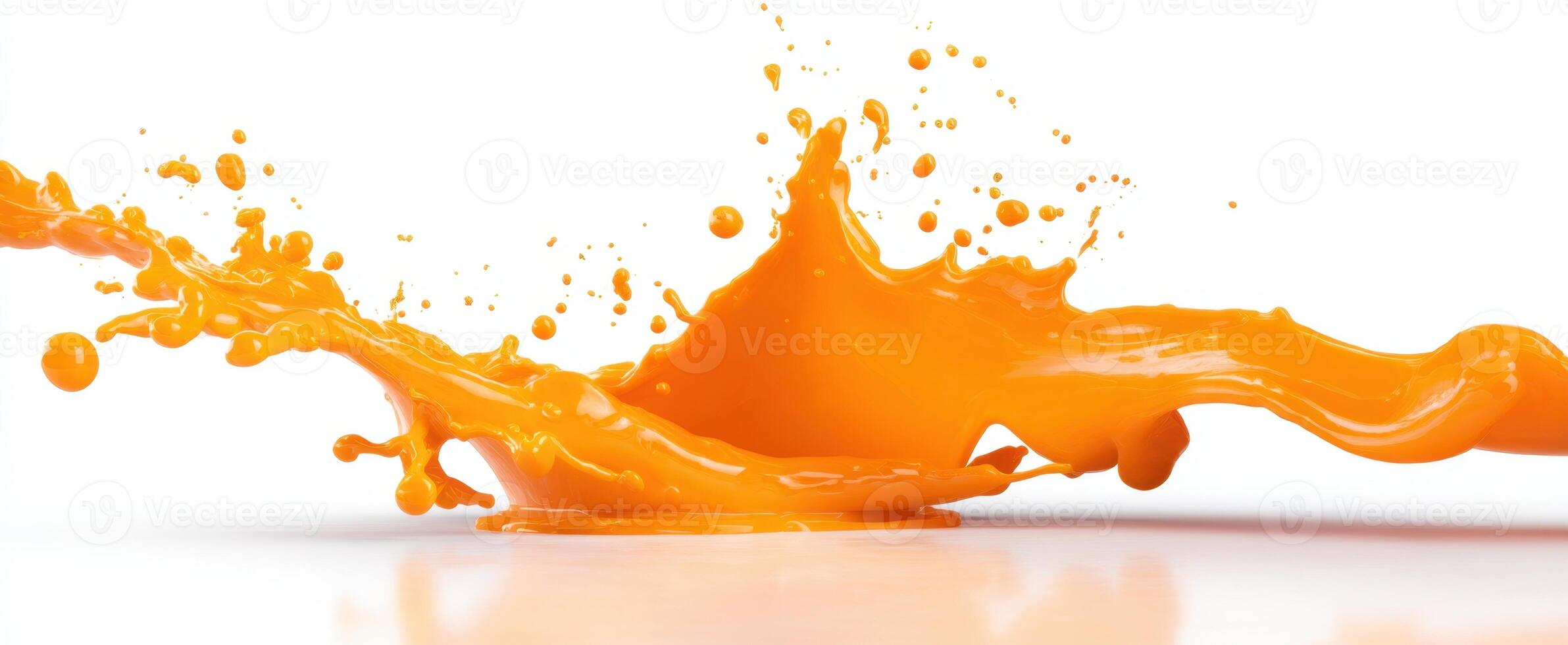 The Dynamic Orange Paint Splash on a White Background photo