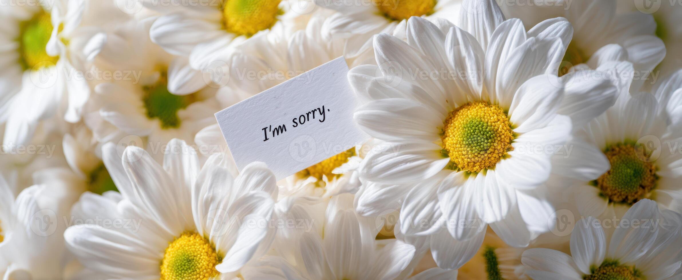 The daisies offering an apology with a heartfelt message of kindness. photo