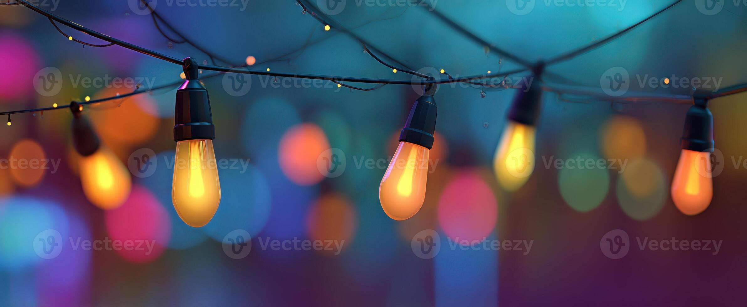 The Colorful String Lights Create a Warm and Inviting Atmosphere photo