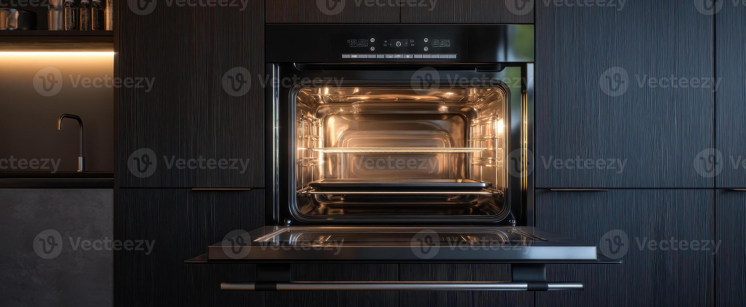 The modern oven showcasing sleek design and sophisticated kitchen aesthetics. photo