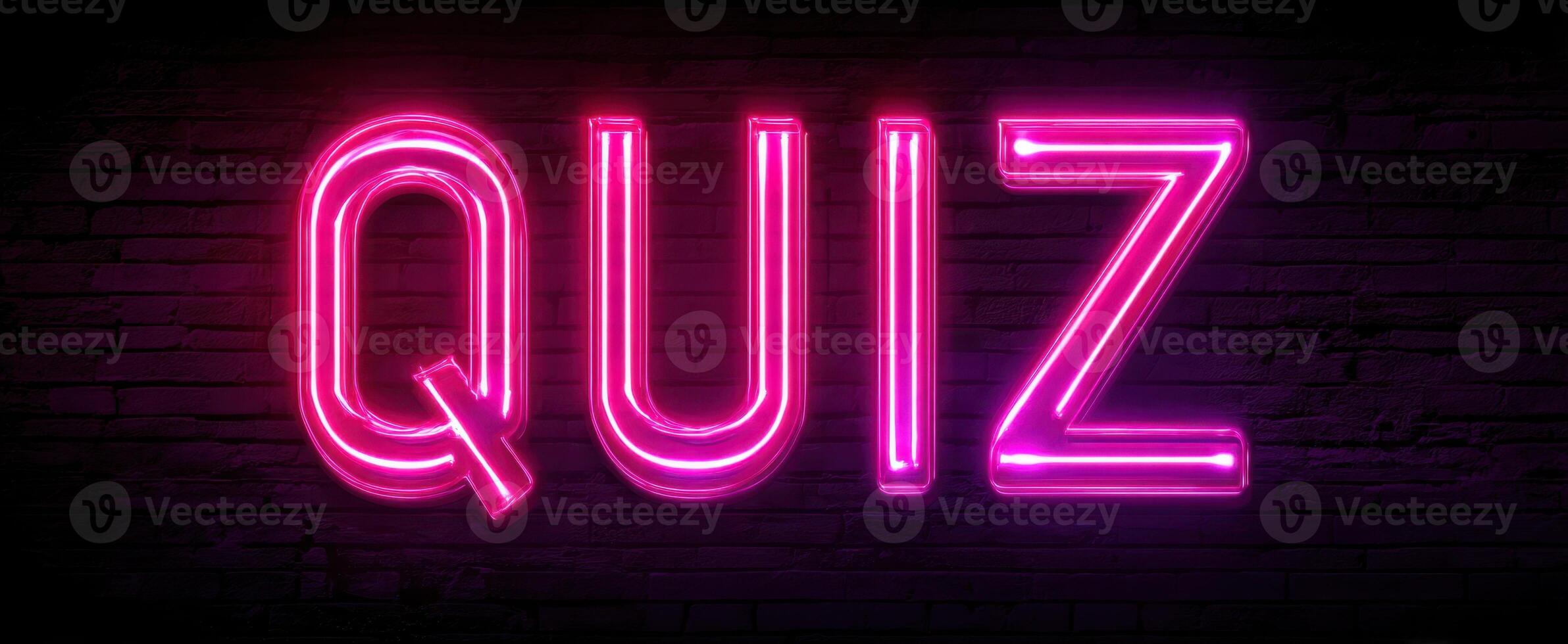The Neon Quiz Sign Illuminating a Vibrant Nighttime Scene photo