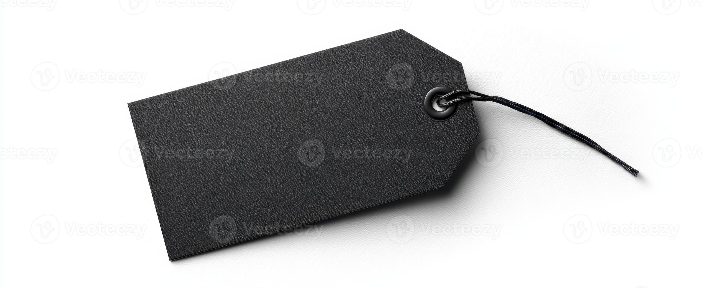 The black label tag on a white background for versatile design use. photo