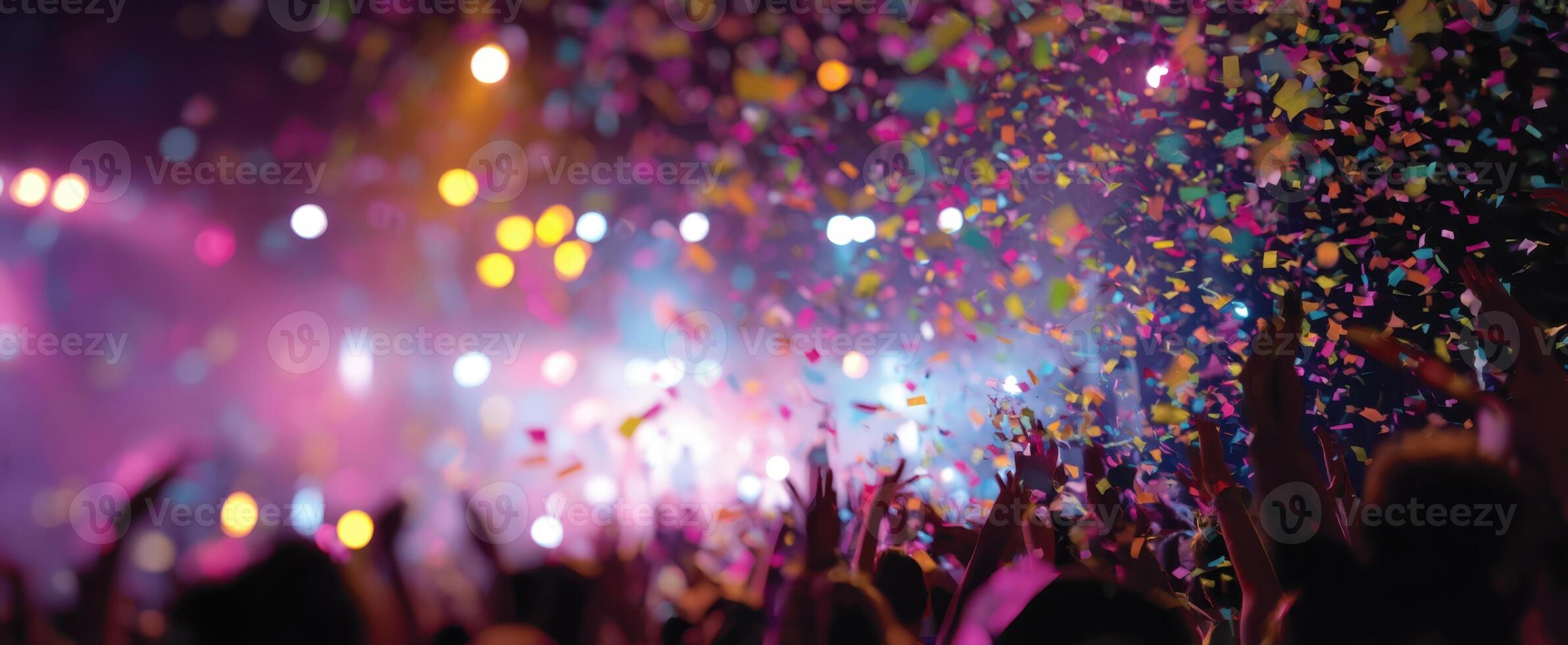 The vibrant celebration of joy with colorful confetti at a lively event photo