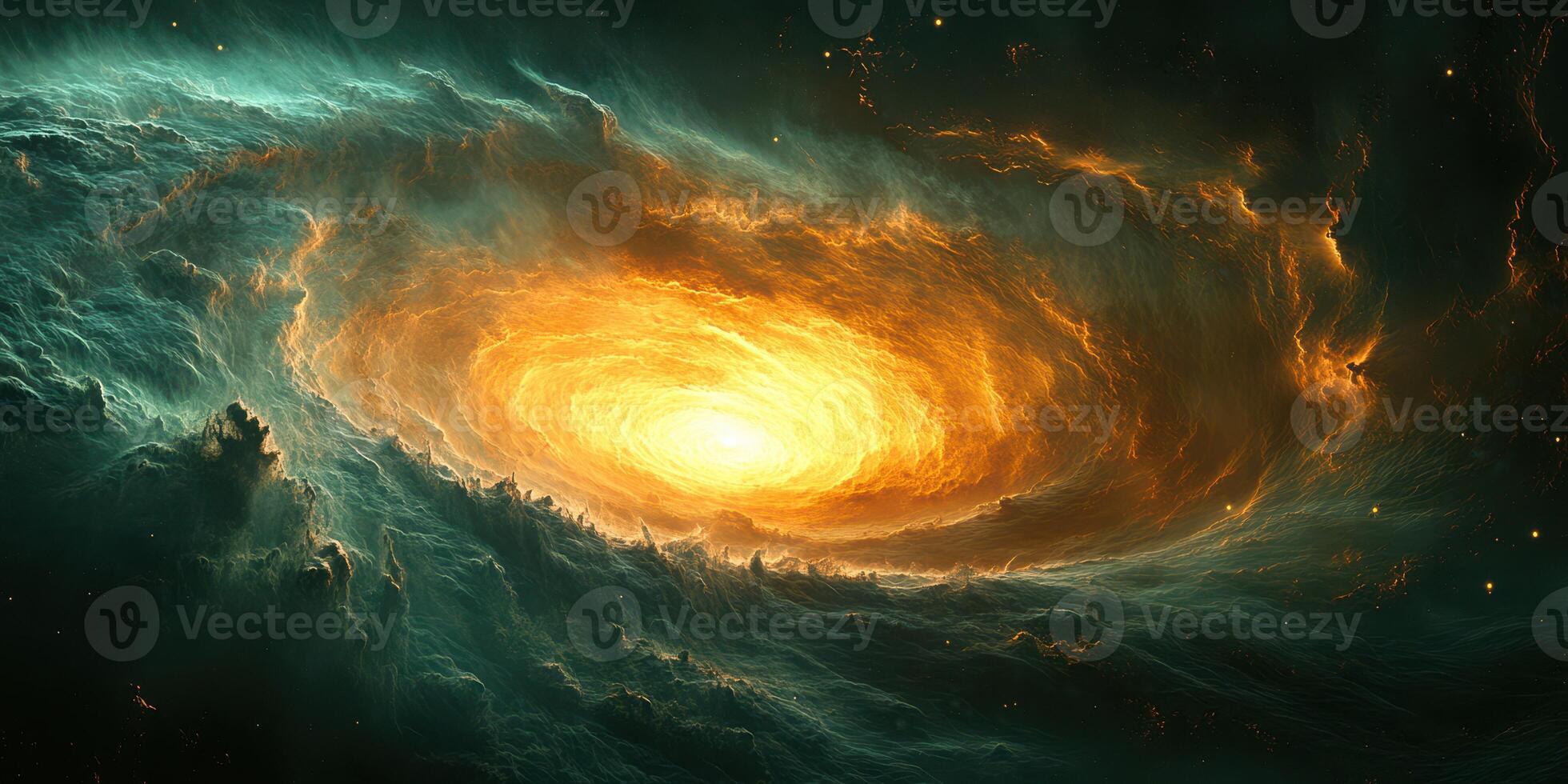 Spiral galaxy in deep space showcasing vibrant colors and celestial activity from a distant point in the universe photo