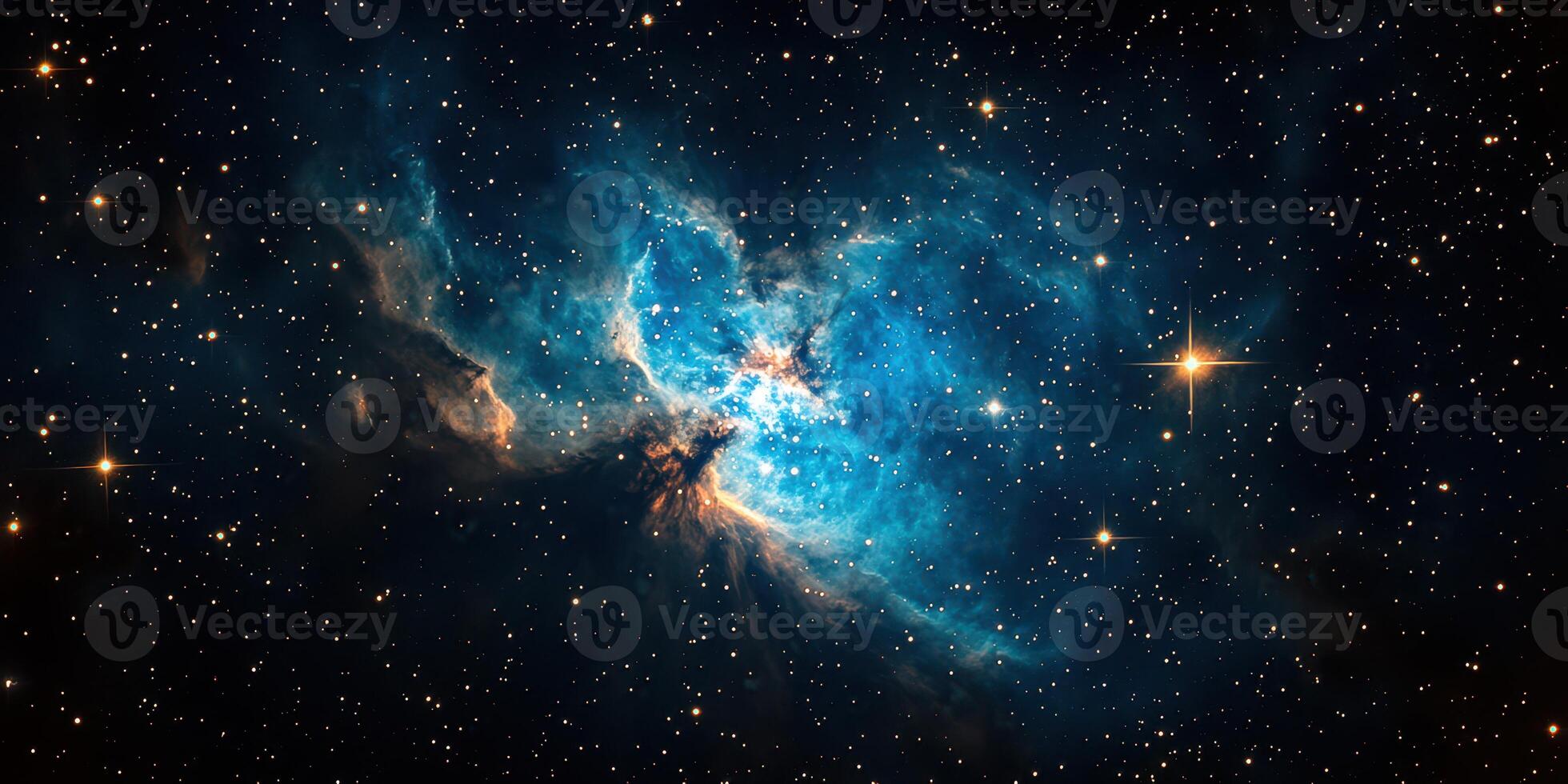 Captivating cosmic nebula glowing in the vastness of outer space filled with countless stars photo