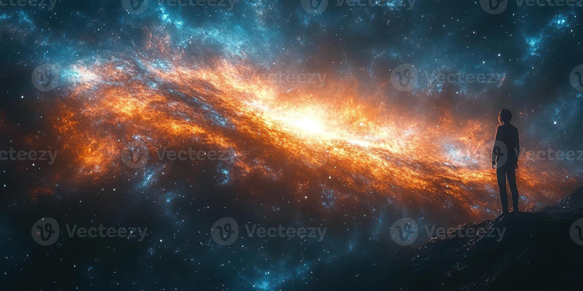 Contemplating the wonders of the universe with a mesmerizing cosmic view at night photo