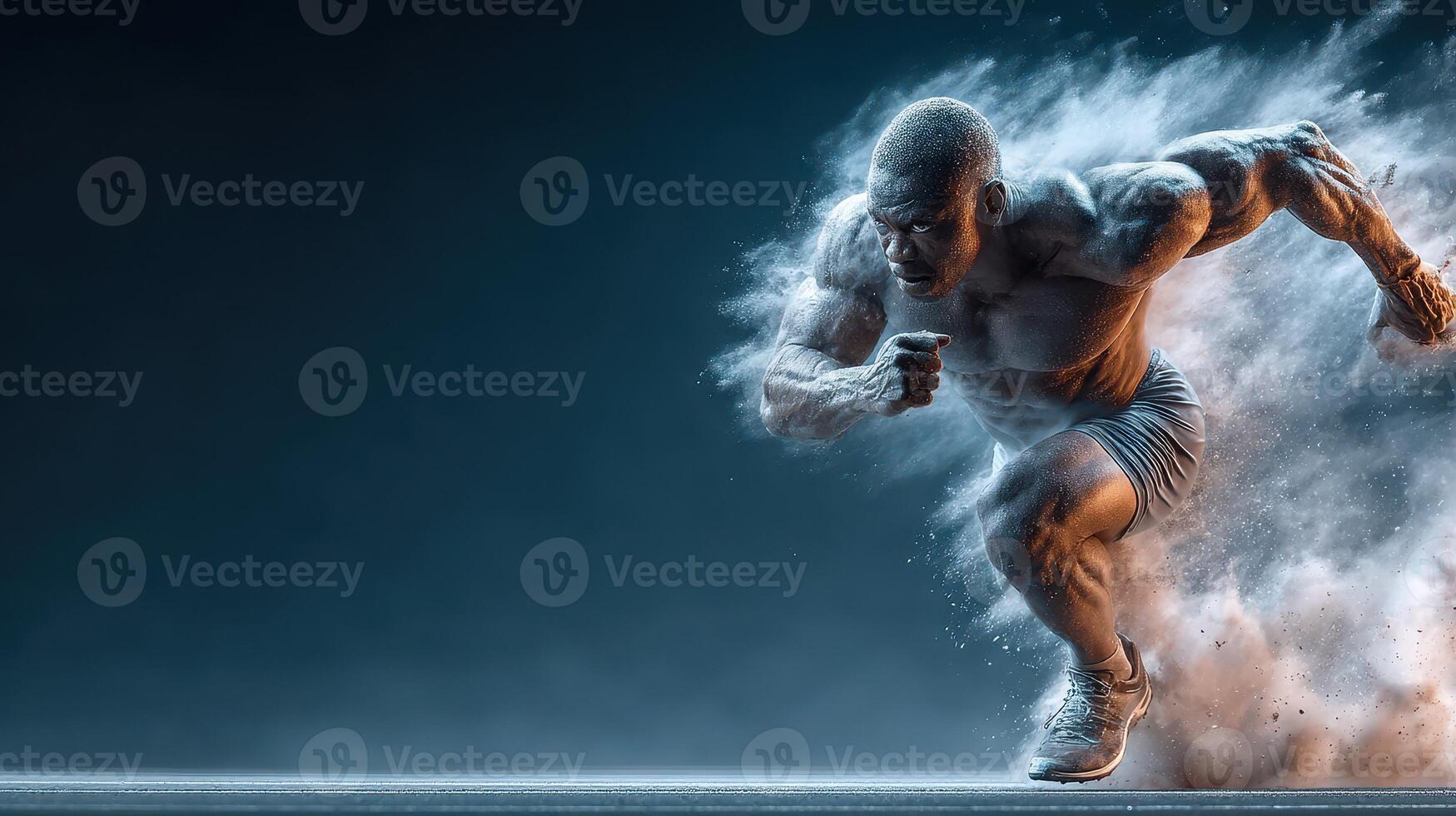 Dynamic runner sprinting with powerful energy and motion captured in a striking burst of movement photo