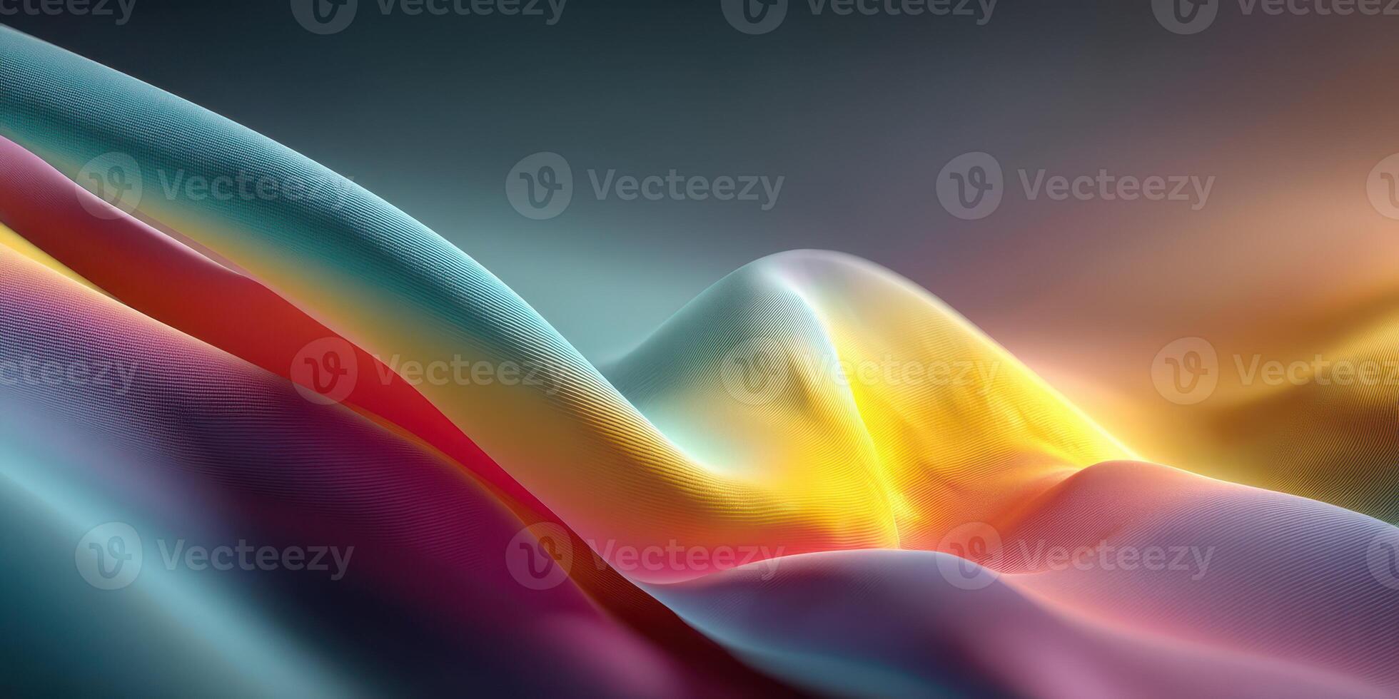 Colorful abstract waves create a dynamic visual experience in a serene landscape setting photo