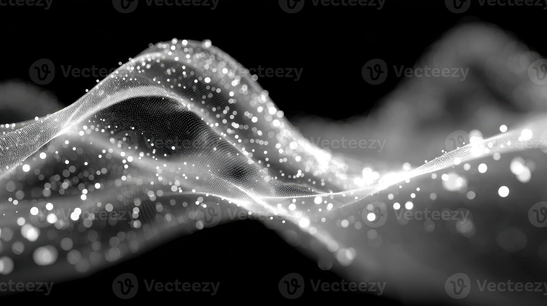 Abstract representation of flowing waves and light particles creating a dynamic visual effect photo