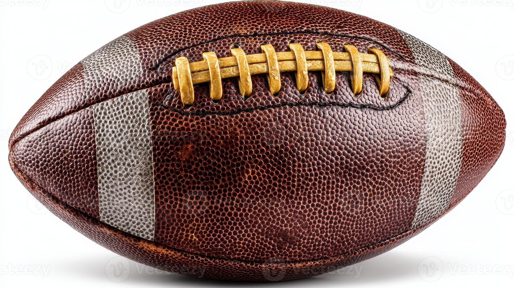 Vintage leather football resting on a surface with detailed stitching and texture, showcasing its craftsmanship and character photo