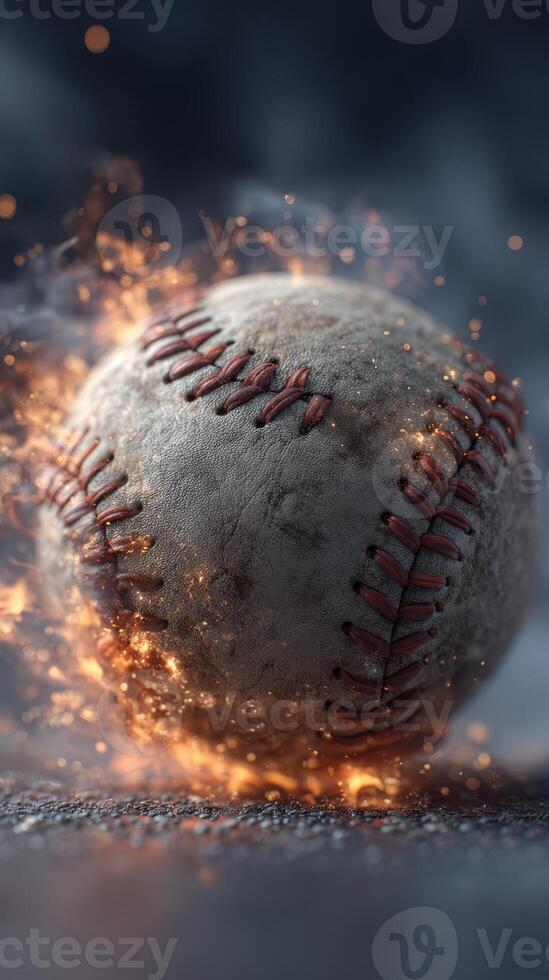Baseball ignites with explosive energy during dynamic gameplay in a competitive sports environment photo