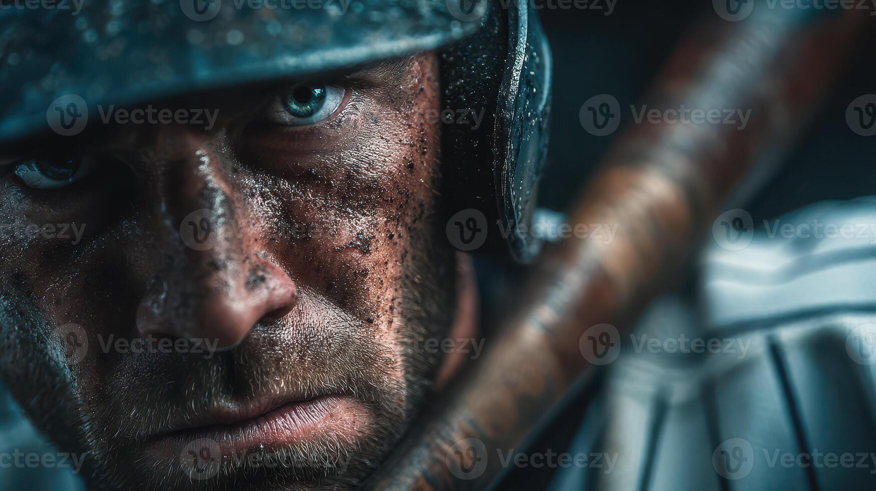 Intense baseball player prepares to swing bat under stadium lights during a night game photo