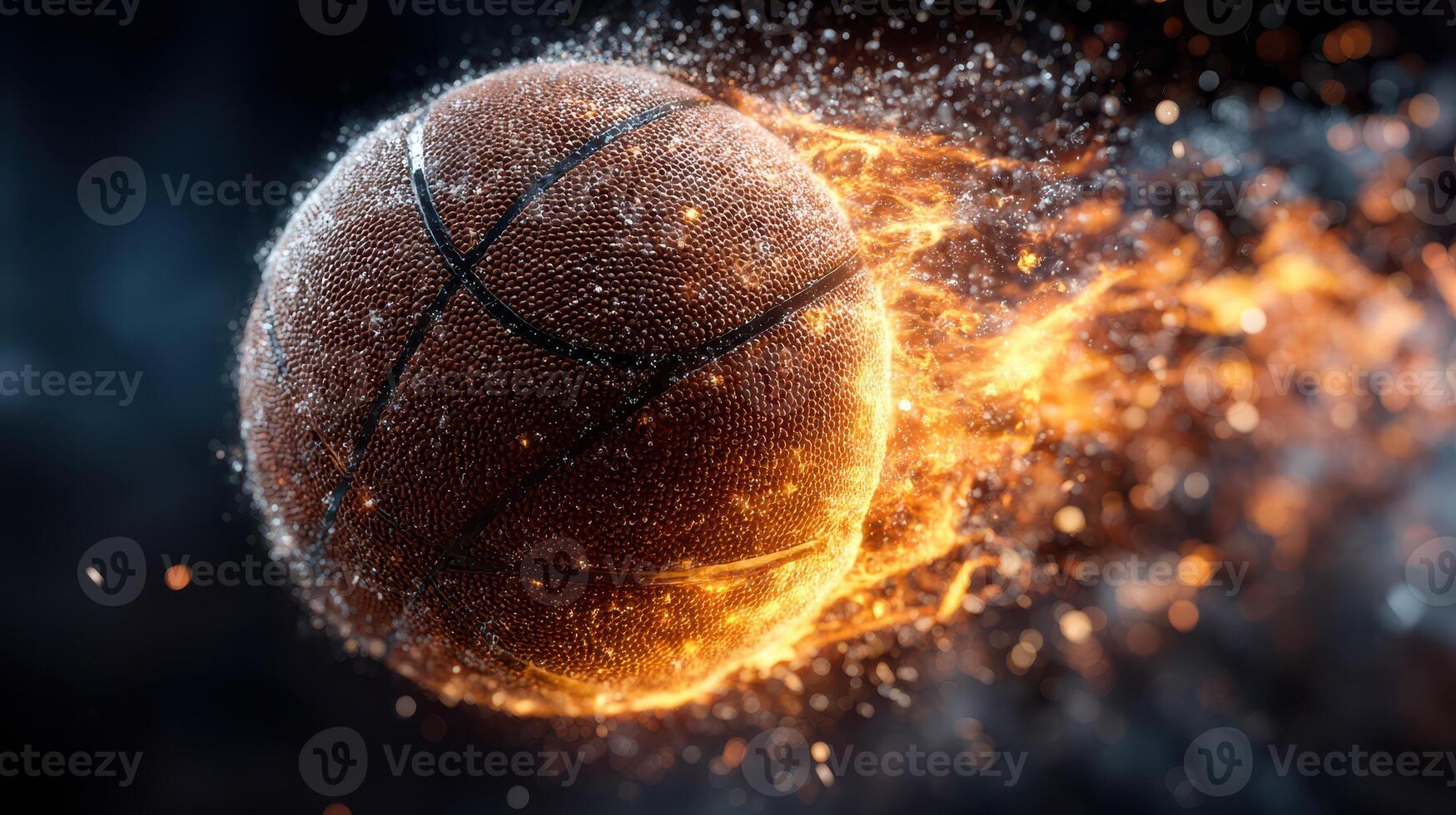 Dynamic basketball in motion creates a stunning display of speed and energy during an intense game photo