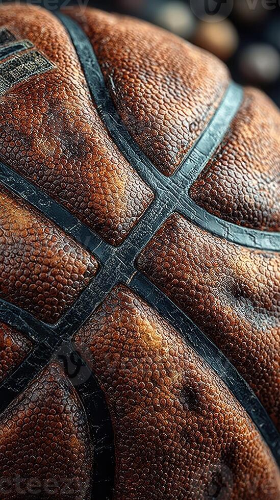 Textured basketball showcasing unique patterns and details, emphasizing the sport's vibrant energy and craftsmanship photo