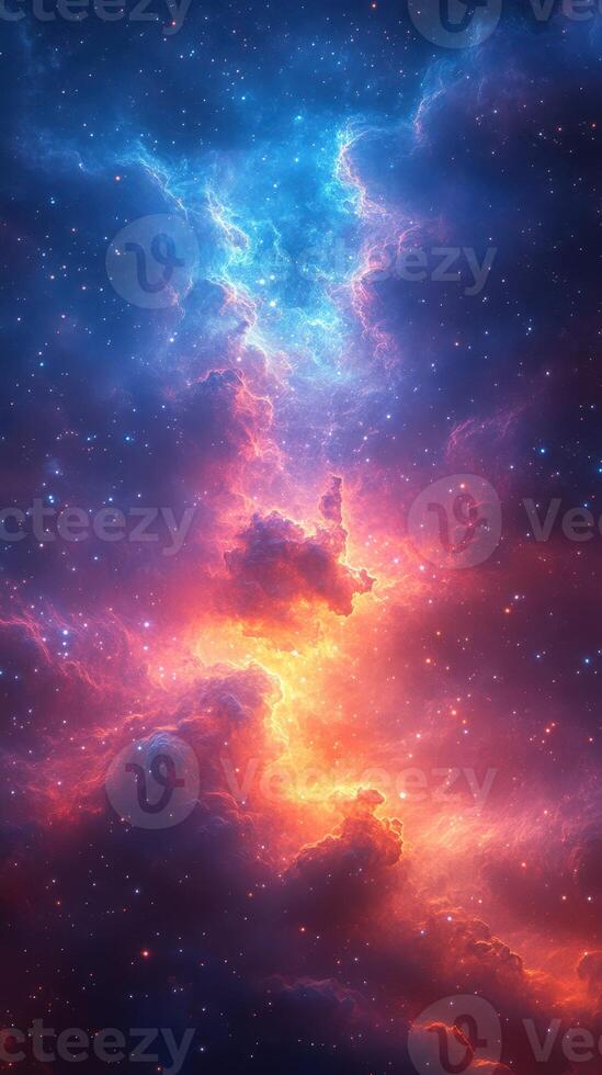 Stunning cosmic nebula showcasing vibrant colors in space, illuminated by distant stars during a celestial event photo