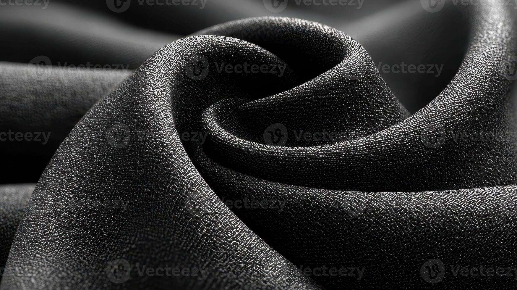 Close-up of soft black fabric showing intricate texture and flow in natural light photo
