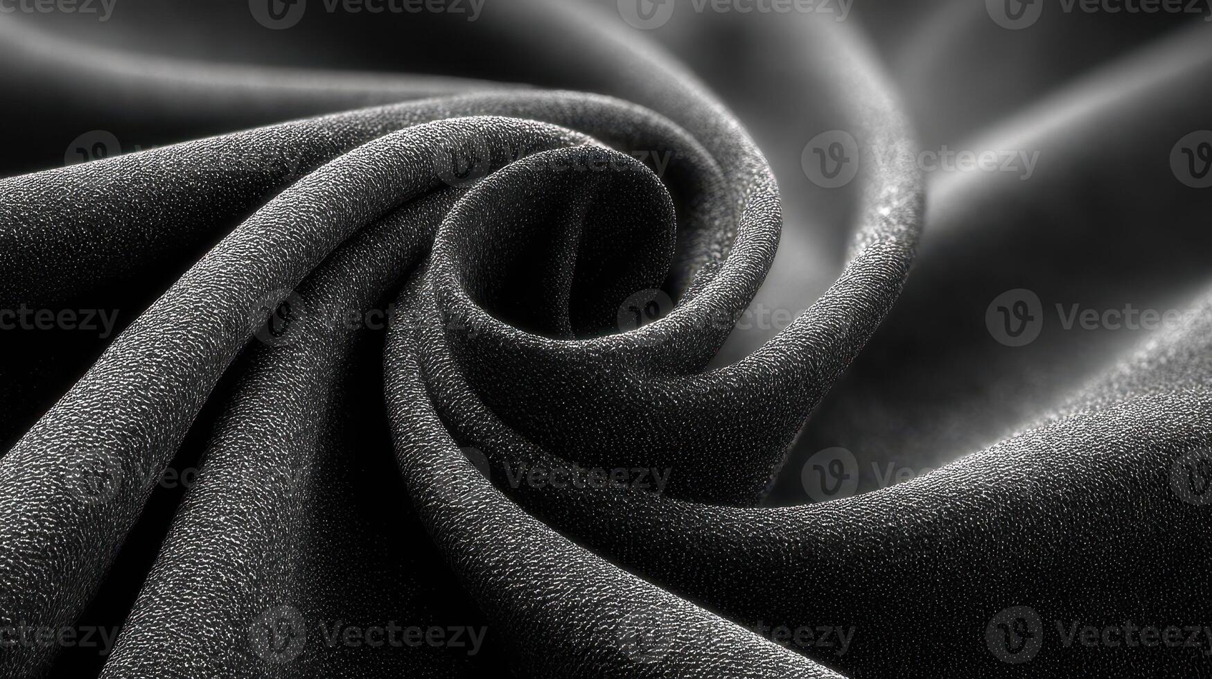 Close-up of black fabric showcasing its smooth texture and elegant folds in a soft wave pattern photo
