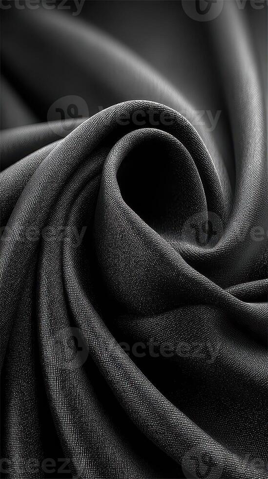 Black fabric draped elegantly showcasing texture and softness in a close-up display photo