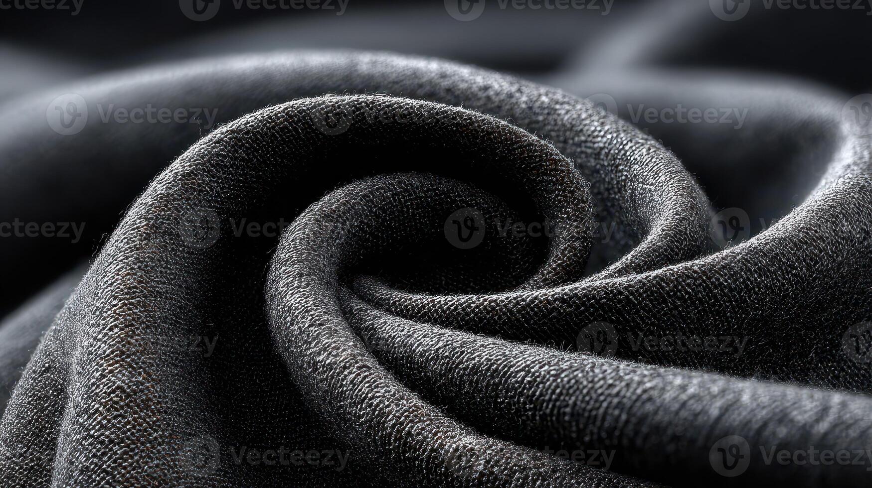 Close-up of textured black fabric revealing intricate details and soft threads photo