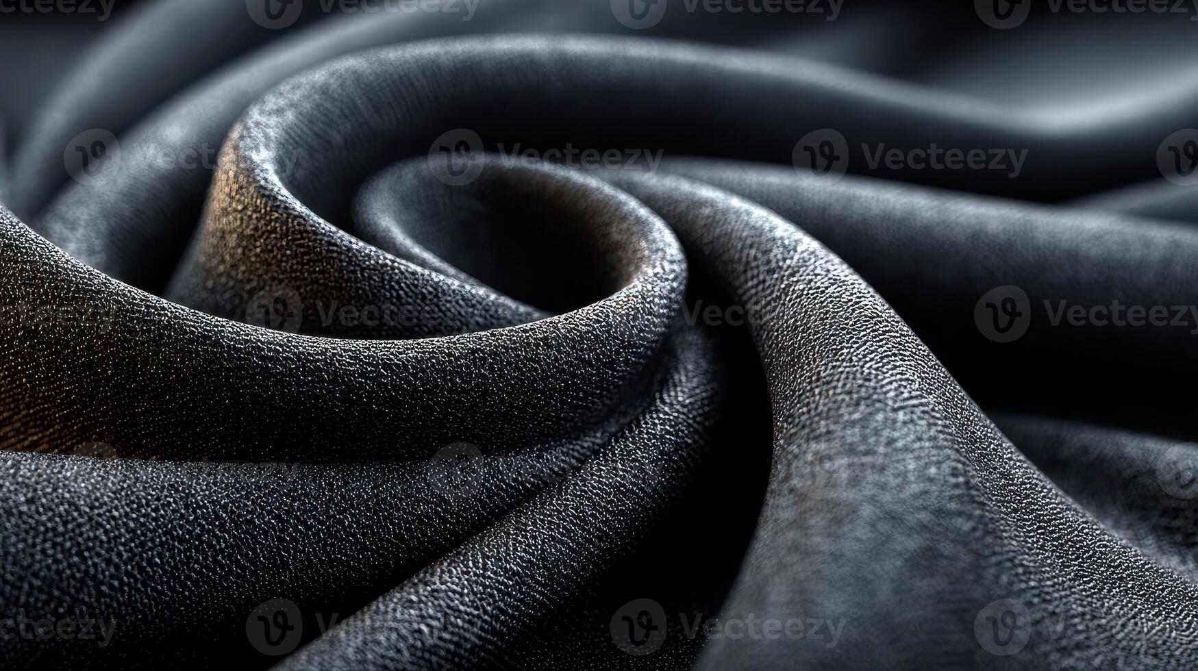 Close-up view of intricate black fabric showcasing smooth texture and folds in natural light photo