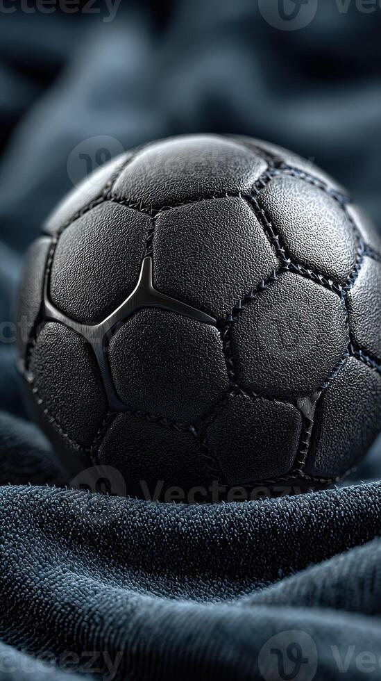 Soccer ball placed on textured fabric in a close-up view during a studio session photo