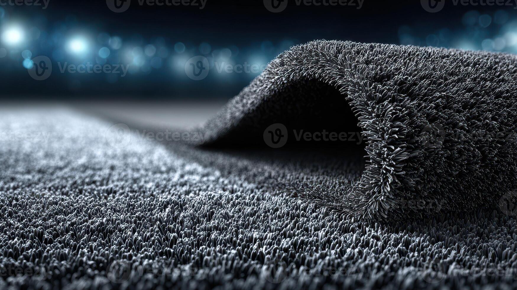 Soft carpet texture with a gentle wave reflecting light in an indoor space at night photo