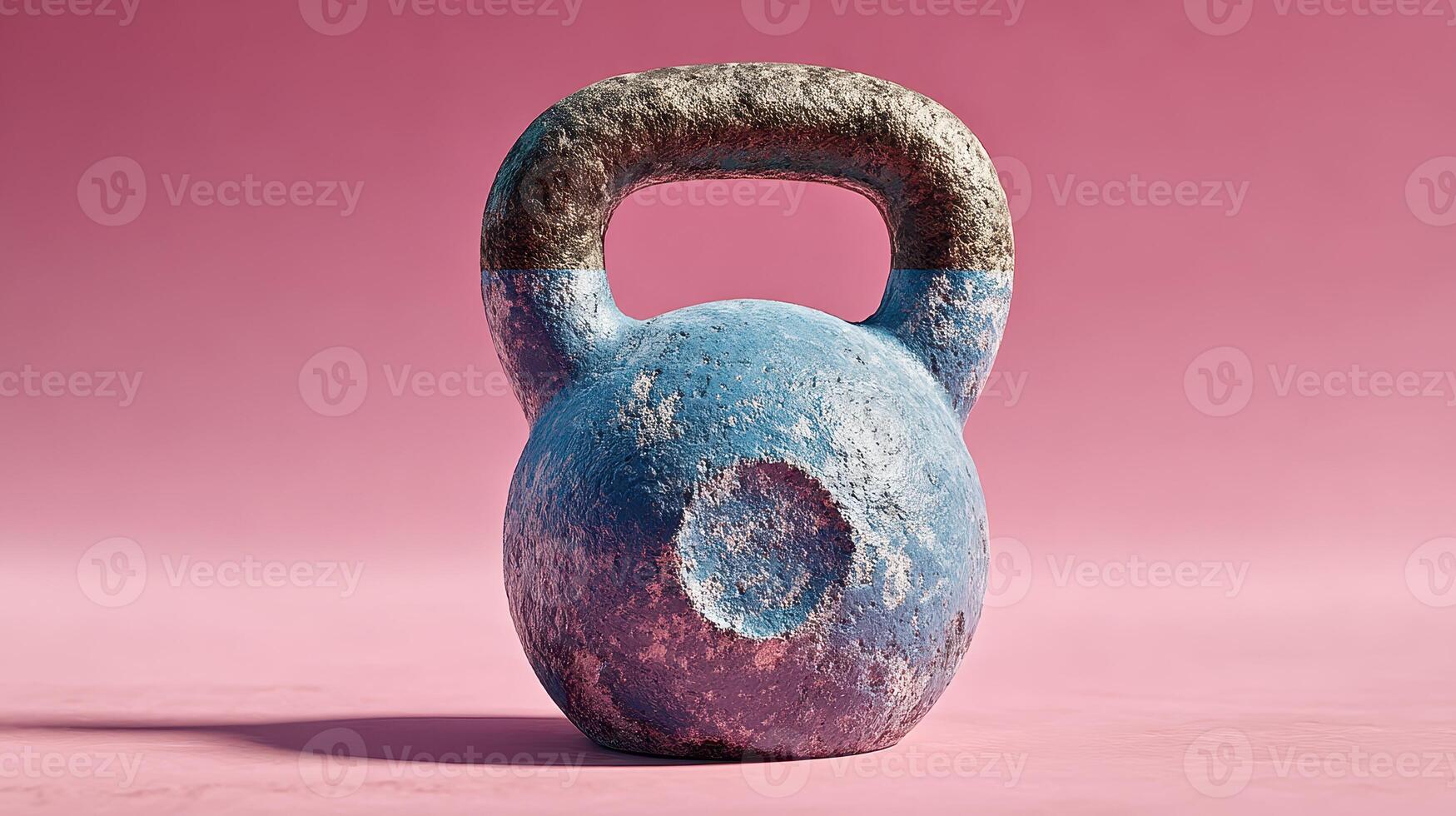 Vintage kettlebell on pink background showcasing a unique design and texture suitable for fitness enthusiasts photo