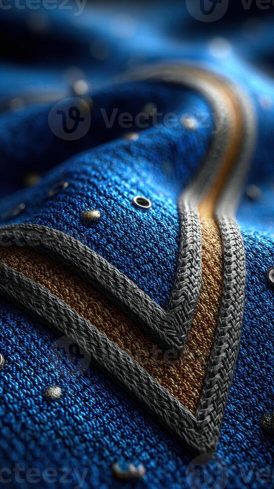 Colorful fabric close-up with intricate patterns and textures highlighting craftsmanship and design details photo
