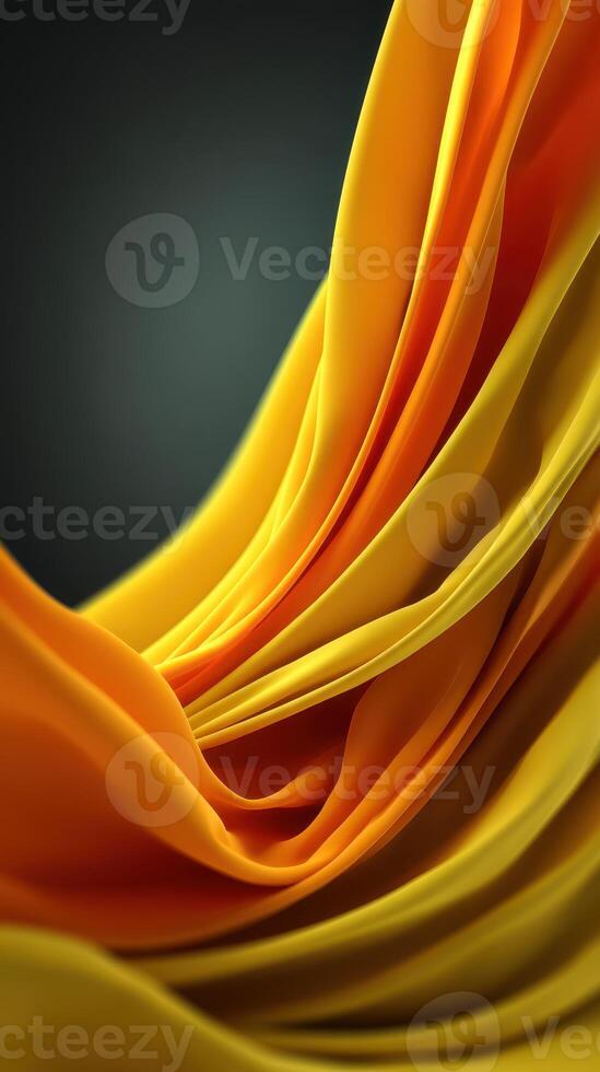 Fabric waves display vibrant yellow and orange hues under soft lighting in a creative studio setting photo