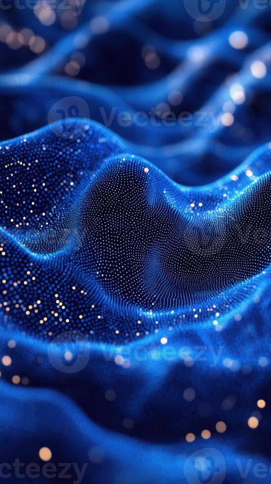 Surreal blue waves with sparkling particles creating a mesmerizing visual texture photo