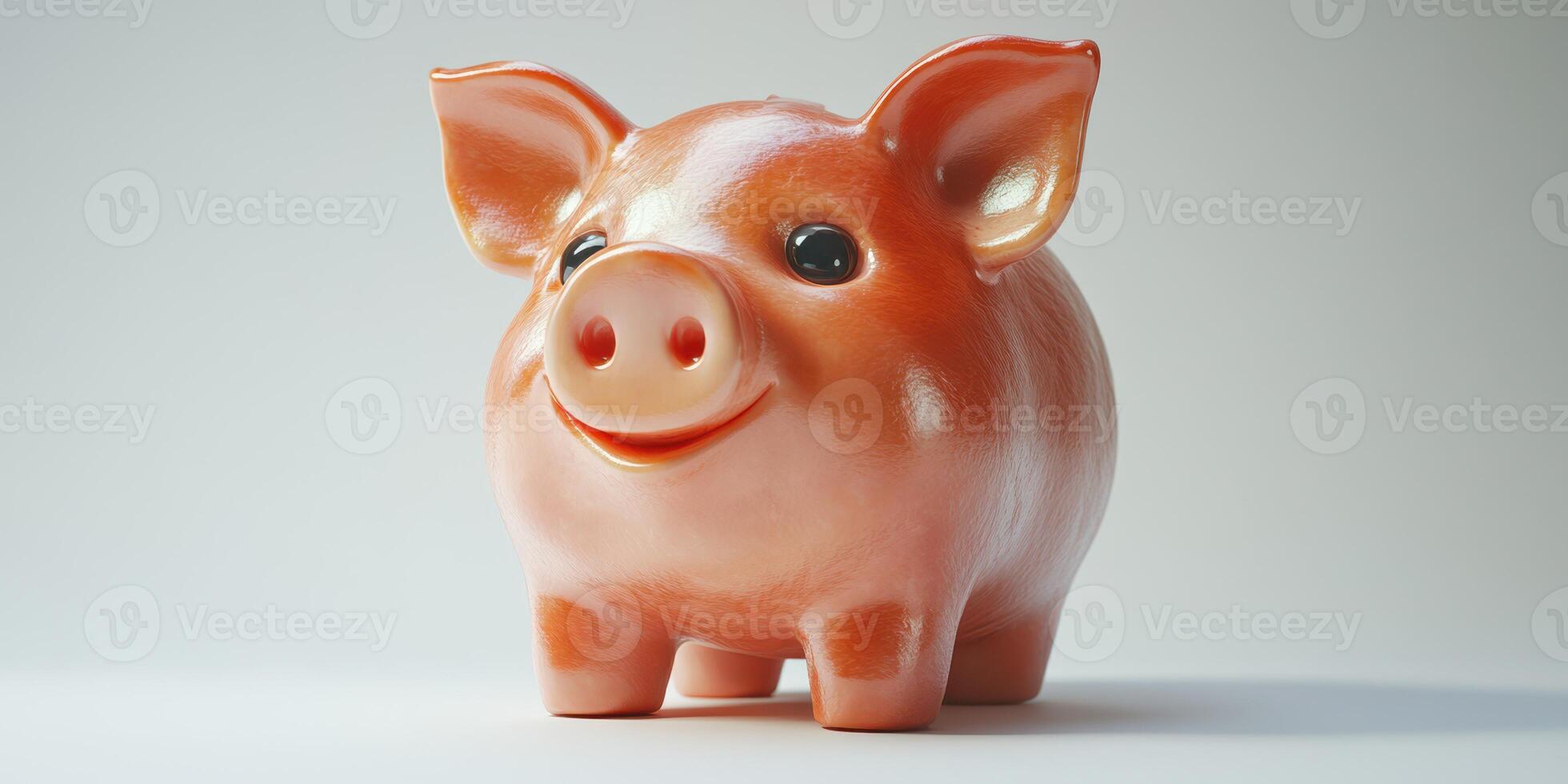 Bright and cheerful ceramic piggy bank sitting on a simple white background, perfect for saving coins and adding decoration photo