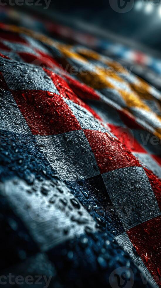 Colorful textile with reflections showcasing a vibrant design and textures in close-up photo