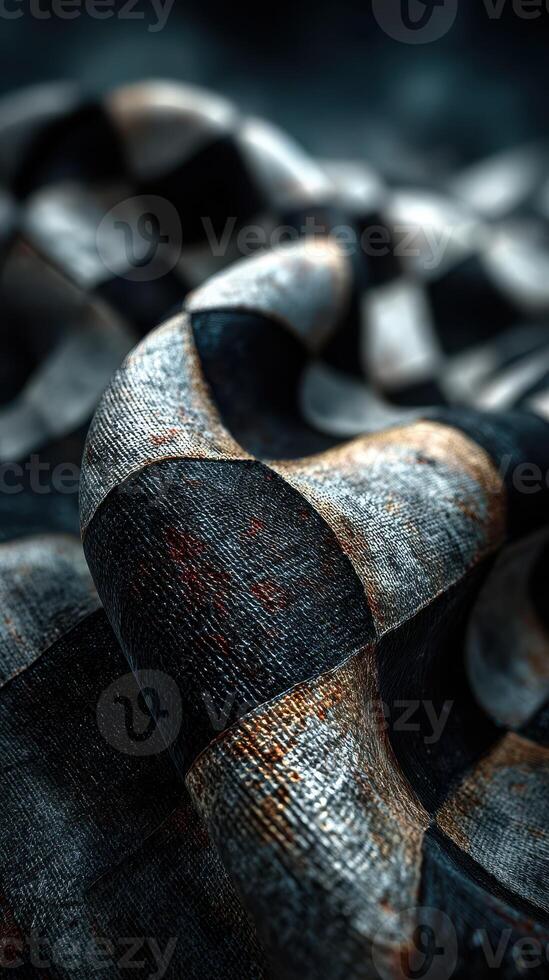 Woven fabric draped on a surface revealing intricate patterns and textures in muted tones photo