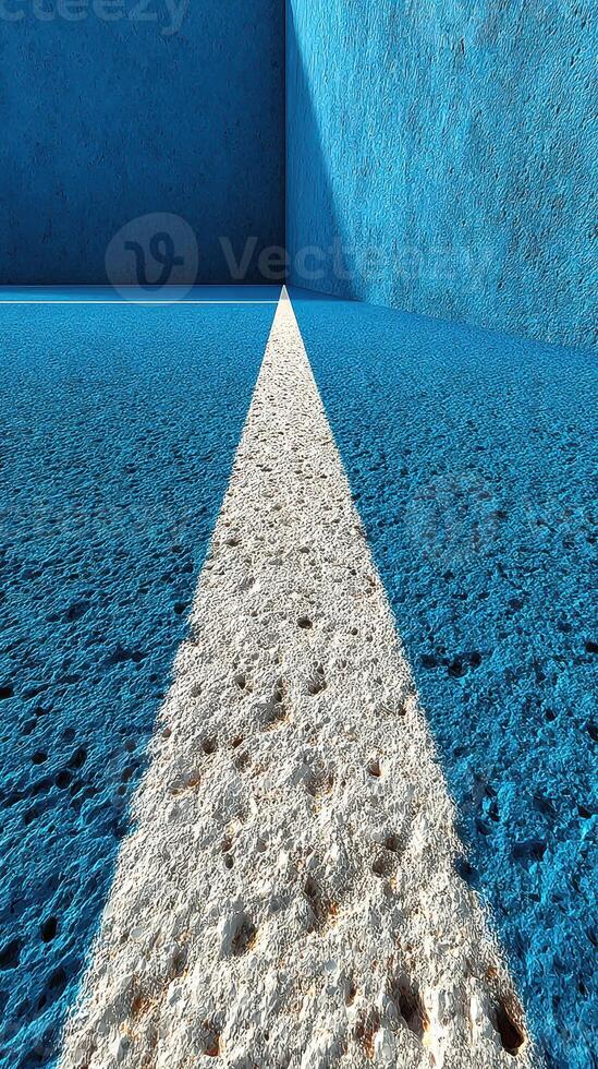 Vivid blue wall and textured floor create a striking contrast in a minimalist design photo