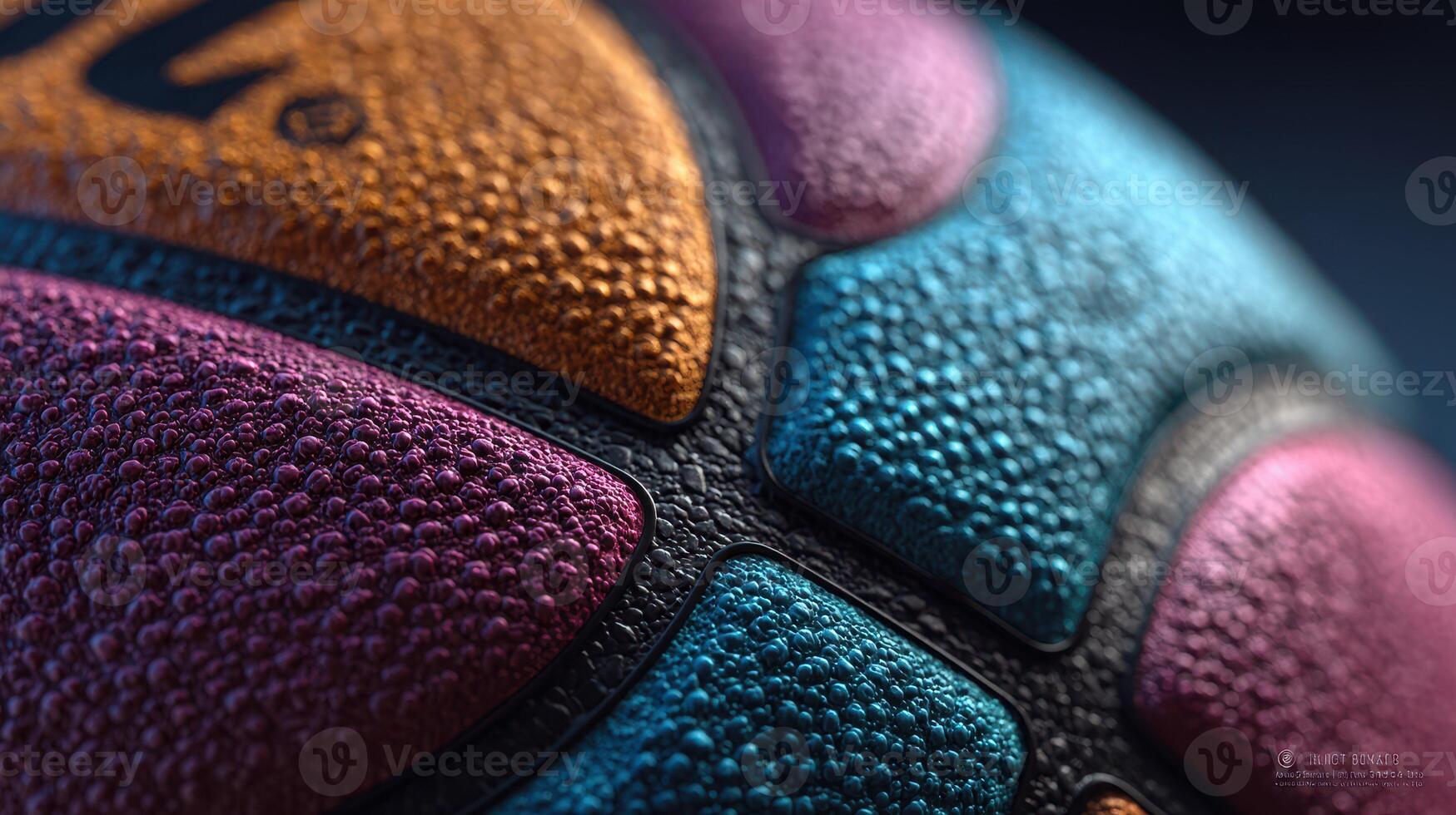 Close-up view of a colorful basketball showcasing intricate textures and patterns during indoor sports activity photo