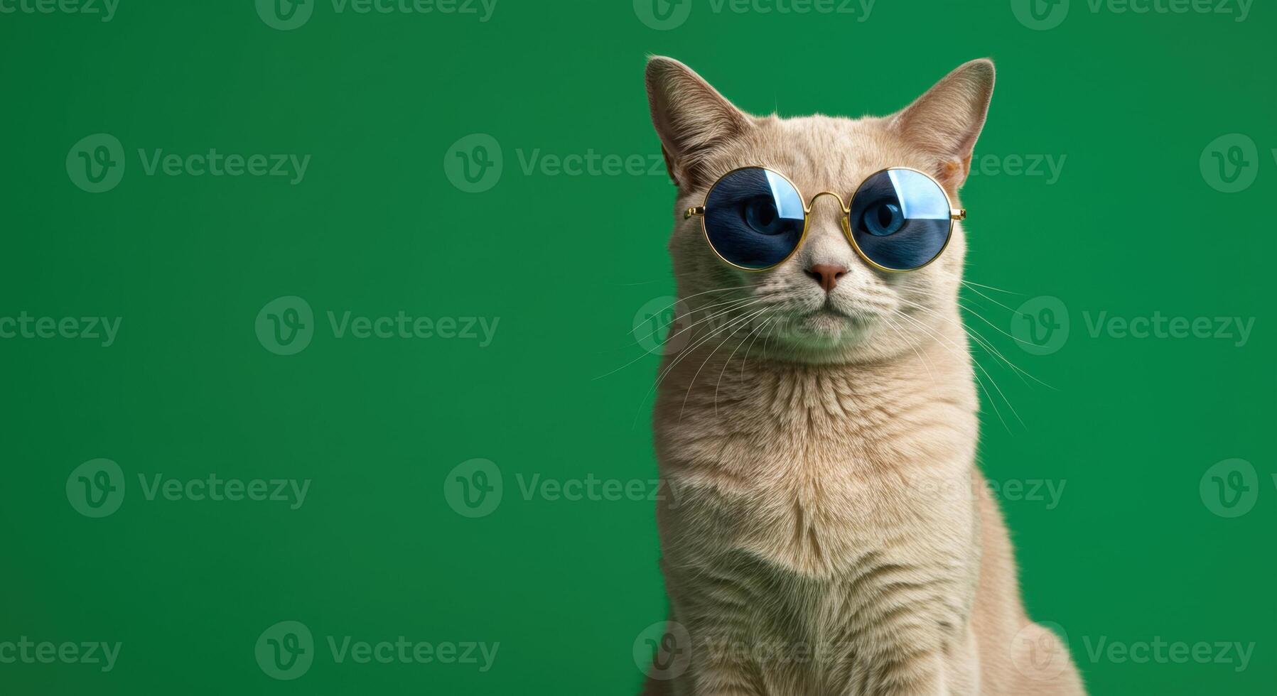 Cool Cat Wearing Blue Round Sunglasses photo