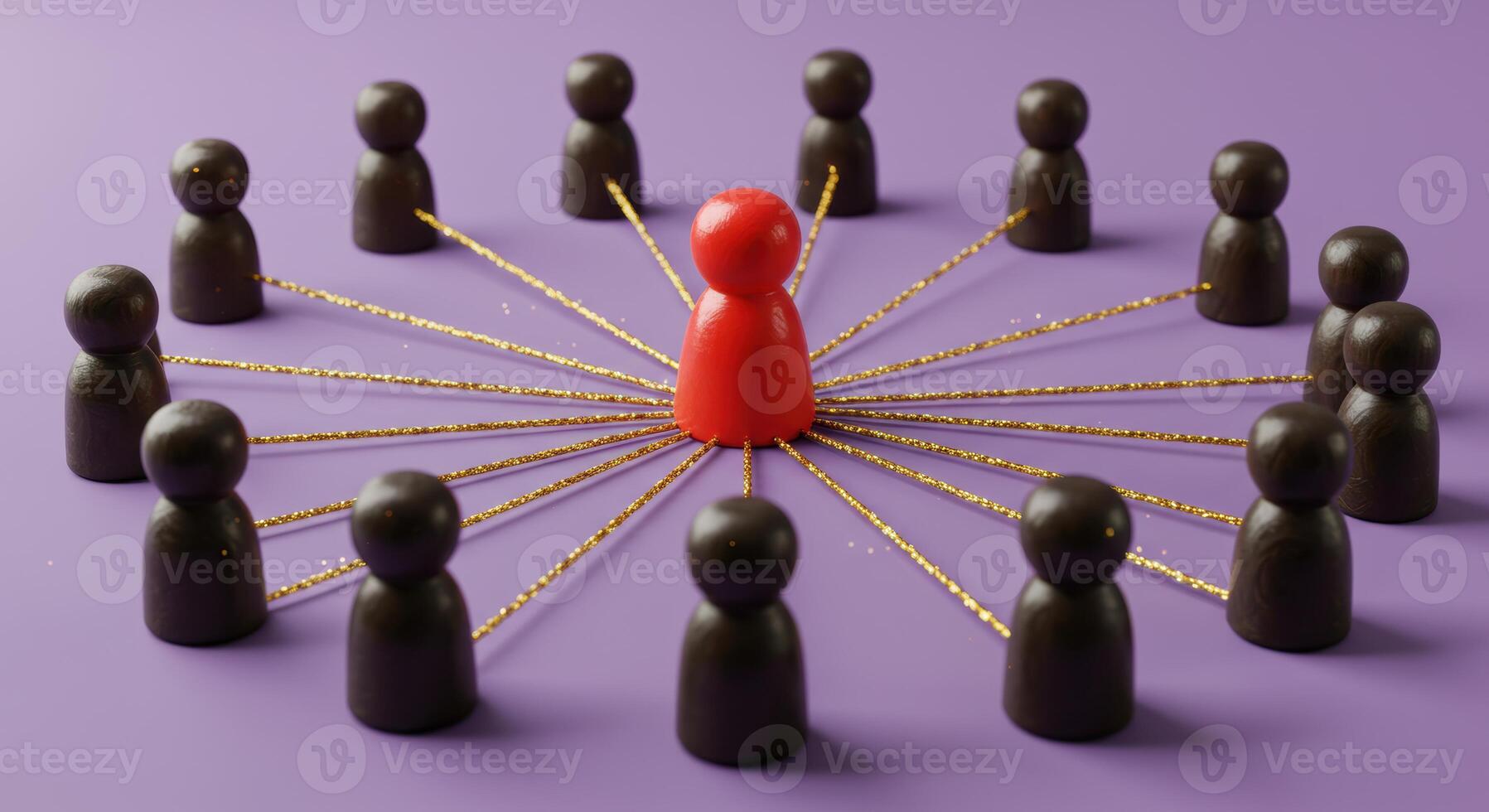 Red Leader Figure Connected in a Network photo