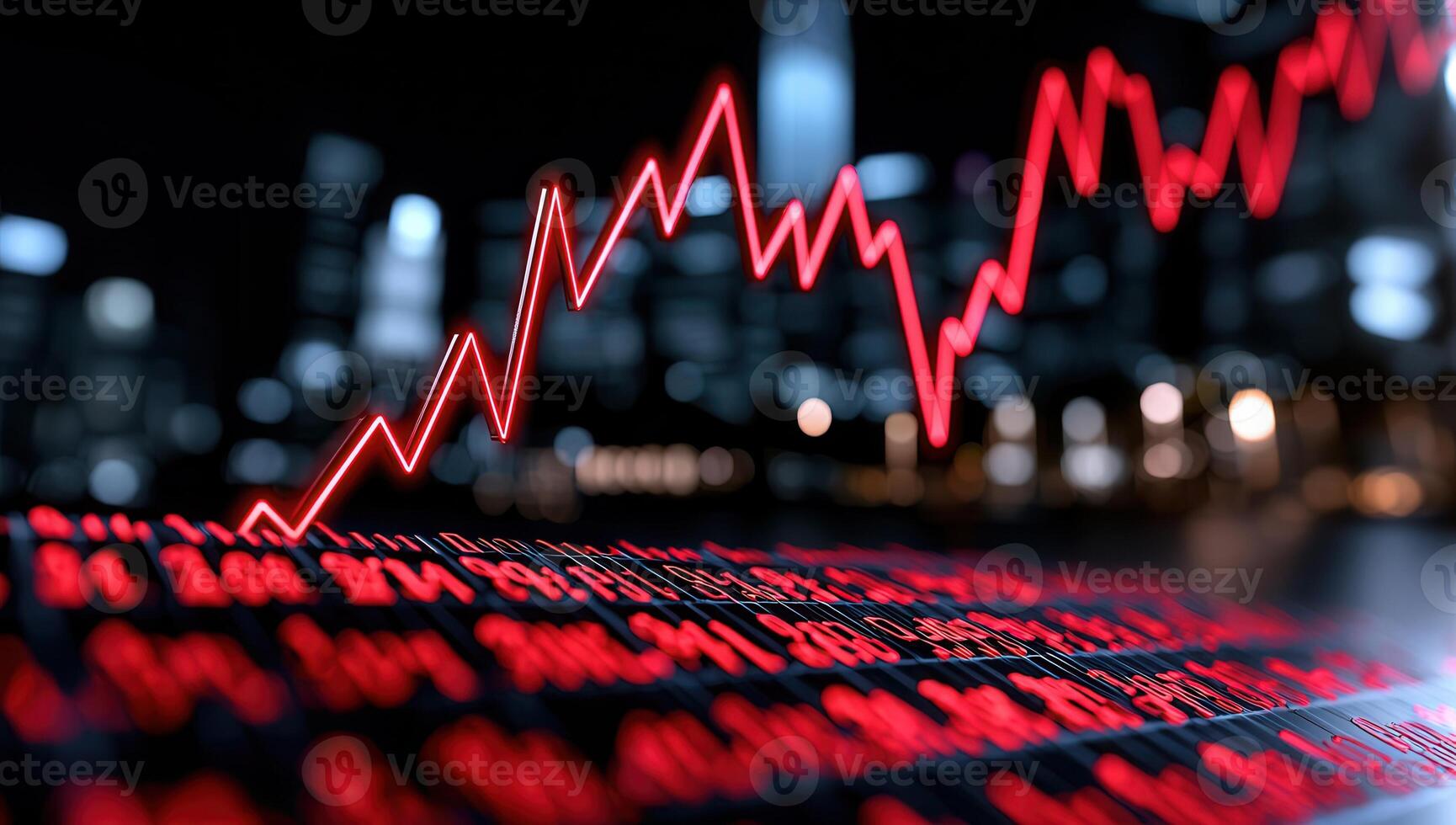 Red Financial Line Graph and Market Data photo