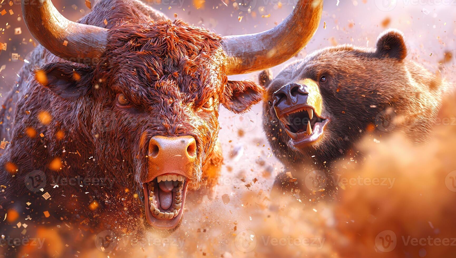 Bull and Bear Market Conflict photo