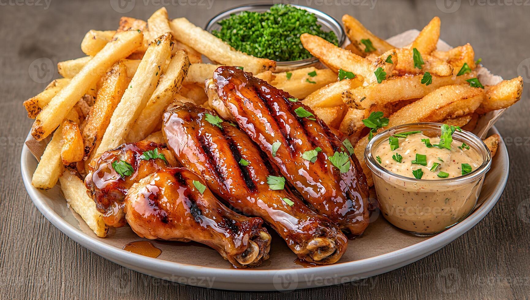 Chicken Wings and French Fries Platter photo
