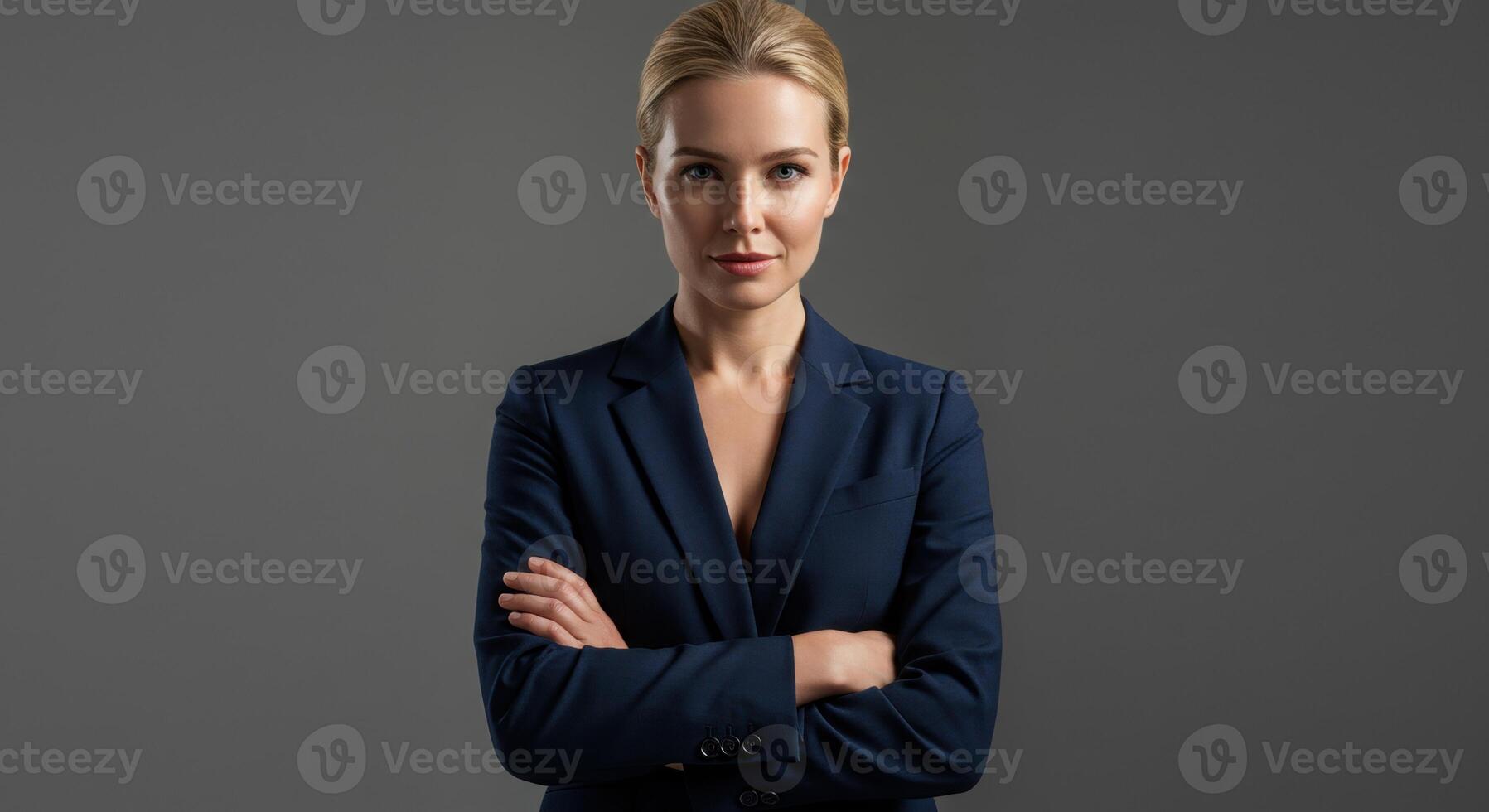 Confident Businesswoman in Suit Studio Portrait photo