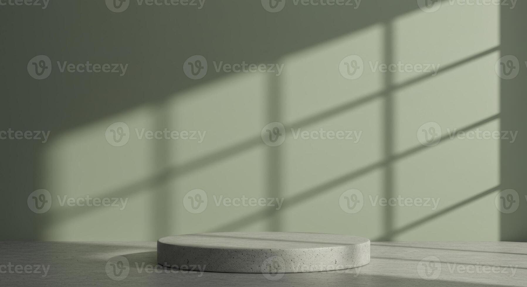 Concrete podium with window shadow on wall for product display photo