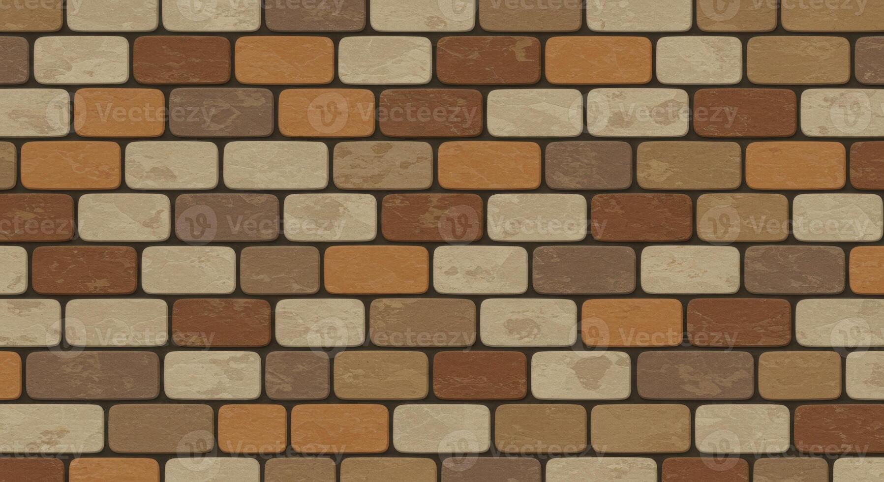 Seamless pattern of a rustic brick wall texture with varied brown and beige colors photo