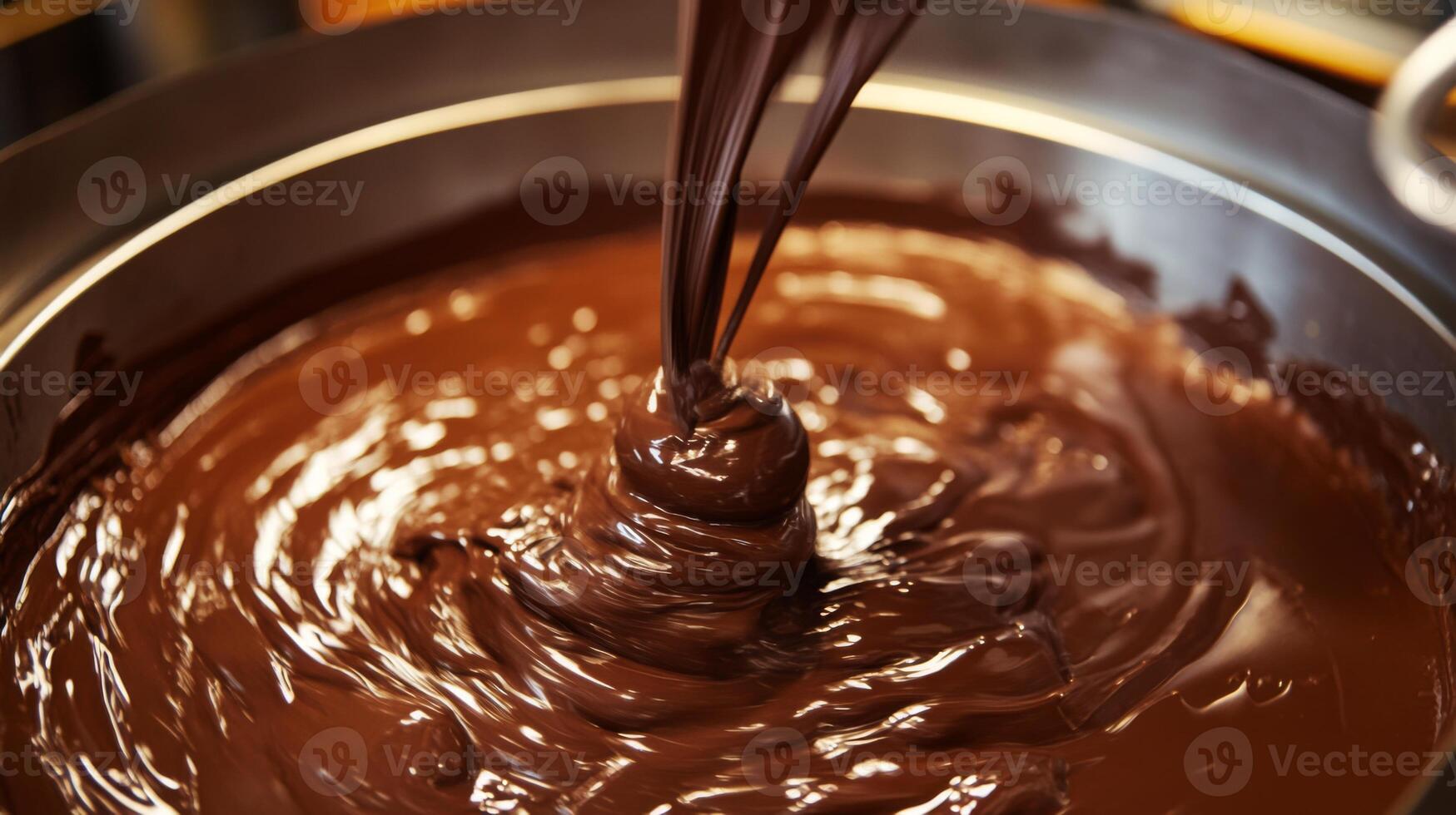 Close-up of Melted Chocolate Pouring into a Bowl photo